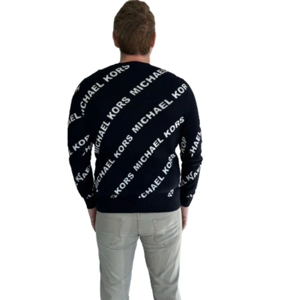 Michael Kors Men's Cotton Crewneck Black & White Sweater Size Medium